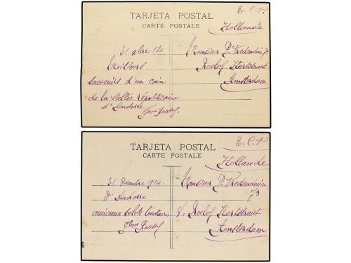 ✉ ANDORRA. 1914. Dos tarjetas postales con fechador francés 