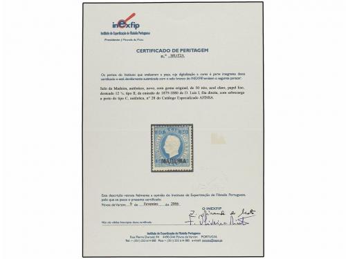 * PORTUGAL: MADEIRA. 1879. 50 reis azul. MAGNÍFICO EJEMPLAR.