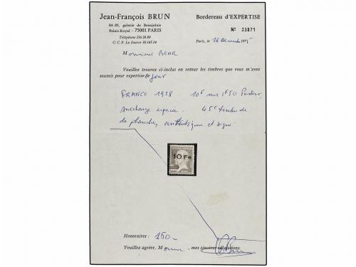 * FRANCIA. 1928. 10 Fr. s. 1 F 50 azul. SOBRECARGA ESPACIADA