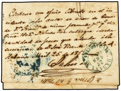 ¿ CUBA. 1854. HABANA a PINAR DEL RÍO. Fechador de la HABANA,