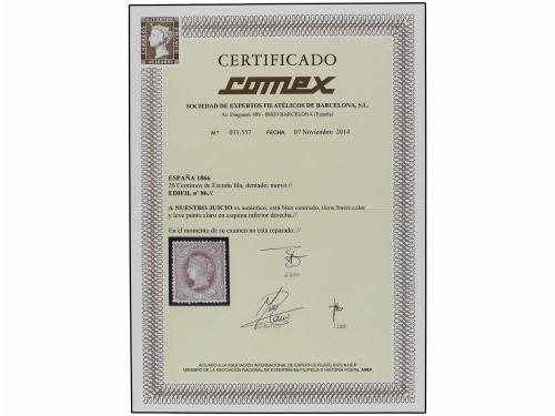 * ESPAÑA. Ed. 86. 20 cts. lila. Excelente color y centraje, 