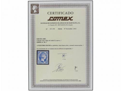 (*) ESPAÑA. Ed. 10. 6 reales azul. PIEZA DE LUJO. Cert. COME