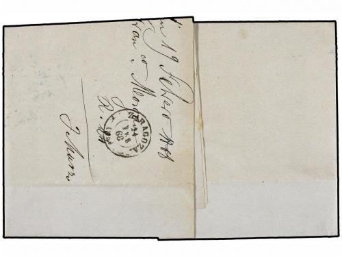 ✉ ESPAÑA: PREFILATELIA. 1868. BERLÍN a ZARAGOZA. Marca PRUSI