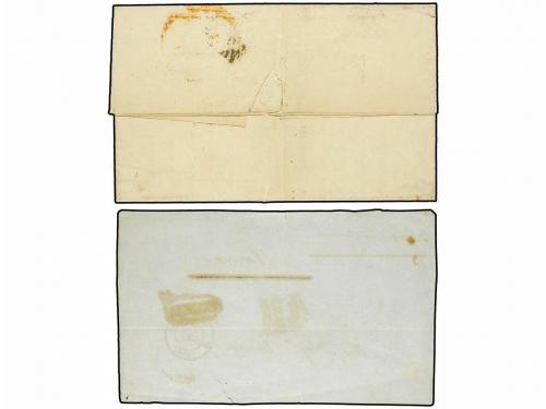 ✉ ESPAÑA: PREFILATELIA. 1853-54. Carta y frontal FRANCIA a M