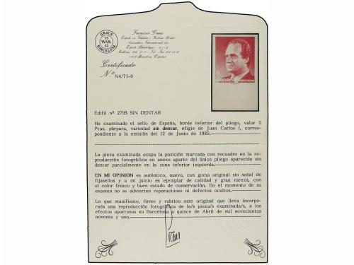 ** ESPAÑA. Ed. 2795s. JUAN CARLOS I. 5 pts. rosa SIN DENTAR,