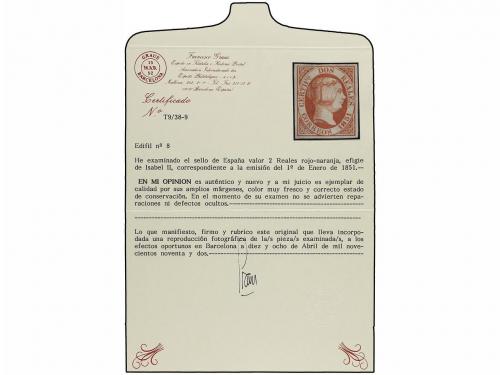 * ESPAÑA. Ed. 8. 2 reales naranja intenso. Color y márgenes 