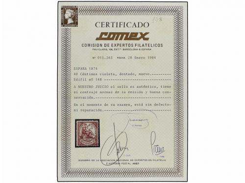 * ESPAÑA. Ed. 148. 40 cts. violeta. Color excepcional y acep