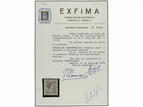 ** ESPAÑA. Ed. 166. 25 cts. rosa carmín. Color intenso. PIEZ