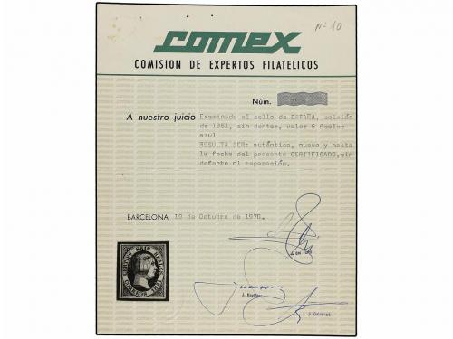 (*) ESPAÑA. Ed. 10. 6 reales azul. PIEZA DE LUJO. Cert. GRAU