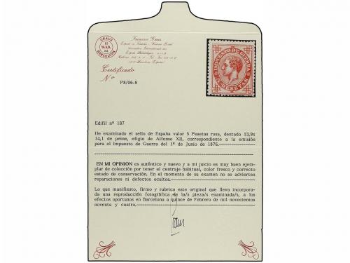 * ESPAÑA. Ed. 187. 5 pts. rosa. Centraje aceptable para esta