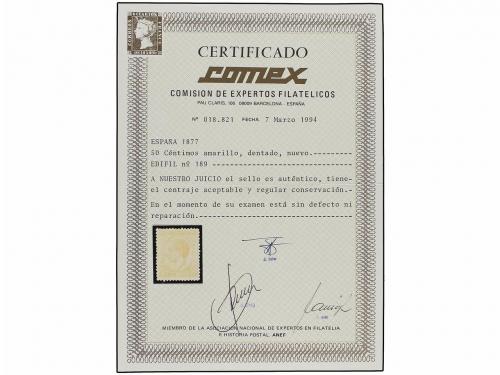 (*) ESPAÑA. Ed. 189. 50 cts. amarillo. MAGNÍFICO EJEMPLAR, b