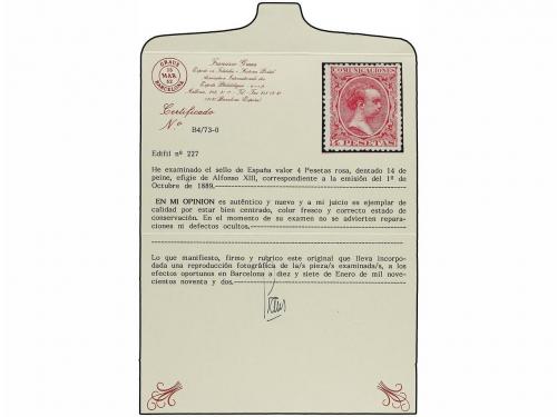 * ESPAÑA. Ed. 227. 4 pts. rosa. Extraordinario ejemplar. PIE
