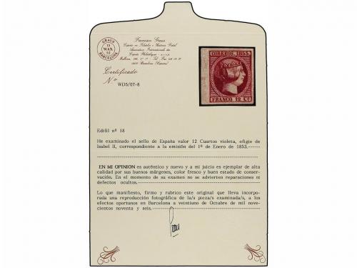 (*) ESPAÑA. Ed. 18. 12 cuartos lila. Ejemplar espectacular, 