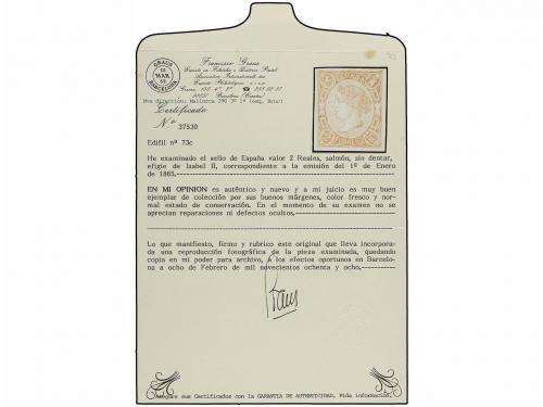 (*) ESPAÑA. Ed. 73A. 2 reales salmón. MAGNÍFICO EJEMPLAR. Ce