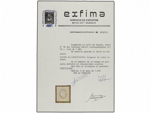 (*) ESPAÑA. Ed. 86. 20 cts. lila. Muy bonito ejemplar. Acept