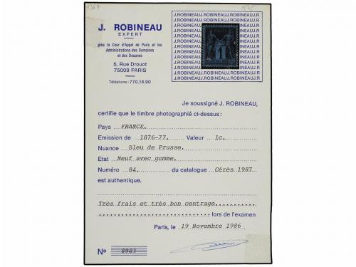 * FRANCIA. Yv. 84. 1877-80. 1 cto. negro s. azul de Prusia. 