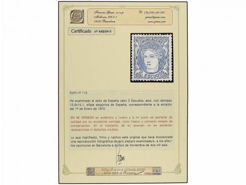 (*) ESPAÑA. Ed. 112. 2 Esc. azul. Excelente centraje. MAGNÍF