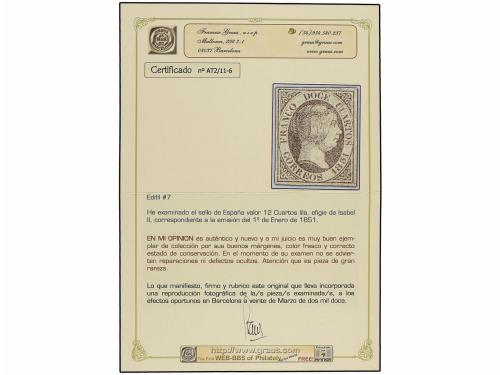 (*) ESPAÑA. Ed. 7. 12 cuartos gris. Magnífico ejemplar, sell