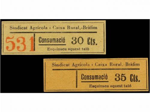 ESPAÑA GUERRA CIVIL. BRAFIM. 30 cts. y 35 cts. SINDICAT AGRÍ