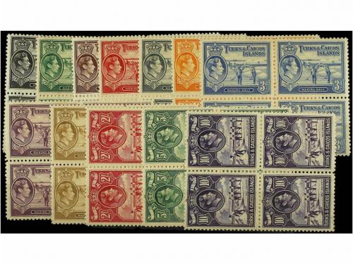 ** TURKS Y CAICOS. Sg. 194/205. 1938. COMPLETE set. Block of