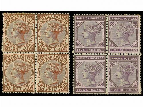 **/* JAMAICA. Sg. 14/15. 1870-83. 2 sh. venetian red and 5 s
