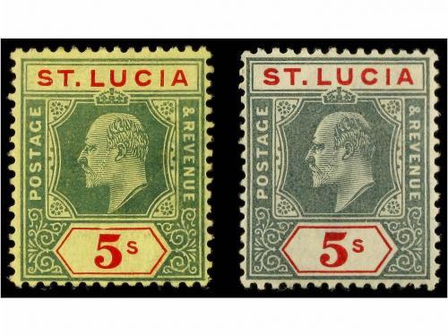 * SANTA LUCIA. Sg. 76/77. 1905-07. 5 sh. 2 stamps original g