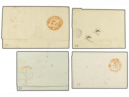 ✉ ESPAÑA: PREFILATELIA. 1843-47. Cuatro cartas con fechadore