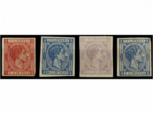 * FILIPINAS. Ed. 34s/35s, 37s/38s. 2 cts. azul, 2 cts. rosa,