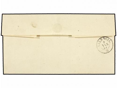 ✉ ESPAÑA. Ed. 48. 1859. CULLERA a VALENCIA. 4 cuartos rojo, 