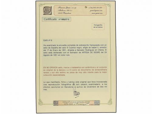 ✉ ESPAÑA. Ed. 6. 1851. ARTESA DE SEGRE a OLIANA. 6 cuartos n