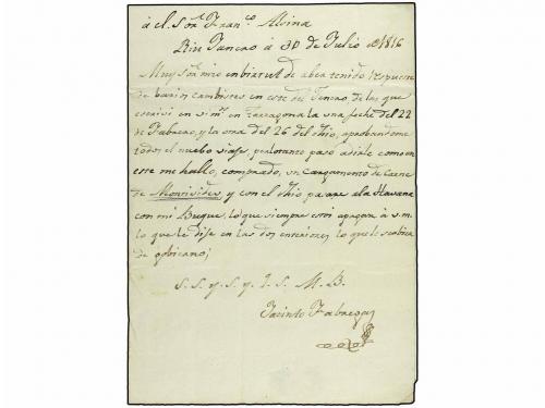 ✉ URUGUAY. 1816 (30 Julio). RIO BRANCO (Uruguay) (no podemos