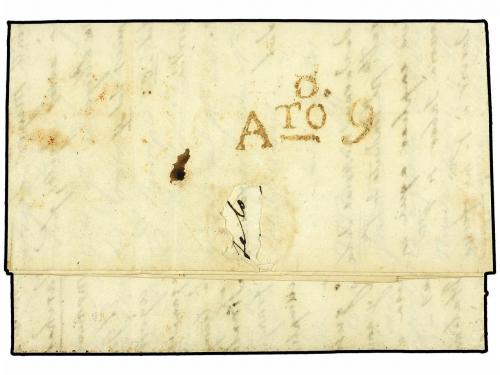 ✉ ITALIA. 1819 (18 Julio). ROMA a BARCELONA. Marca ROMA en r