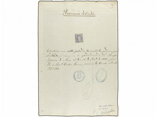 ✉ ESPAÑA. Ed. 107F. 1872. 50 milésimas azul. FALSOS POSTALES