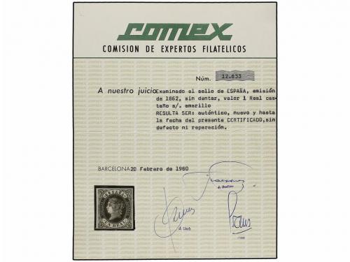 * ESPAÑA. Ed. 61. 1 real castaño s. amarillo. MAGNÍFICO EJEM