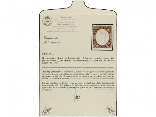 (*) ESPAÑA. Ed. 71. 19 cuartos castaño y rosa. Bonito ejempl