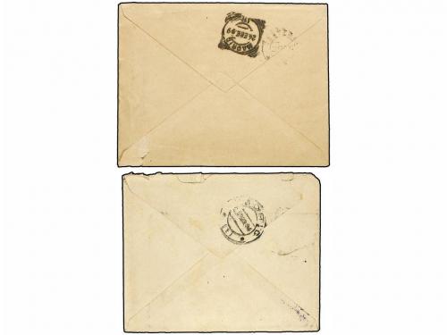 ✉ CUBA. 1896-1899. CUATRO cartas dirigidas a ESPAÑA con marc