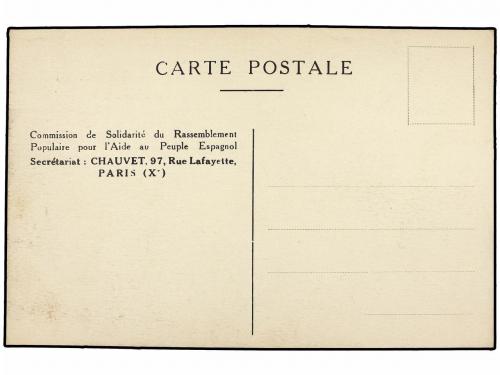 ✉ ESPAÑA GUERRA CIVIL. Tarjeta Postal vendida a 1 Fr. POUR L