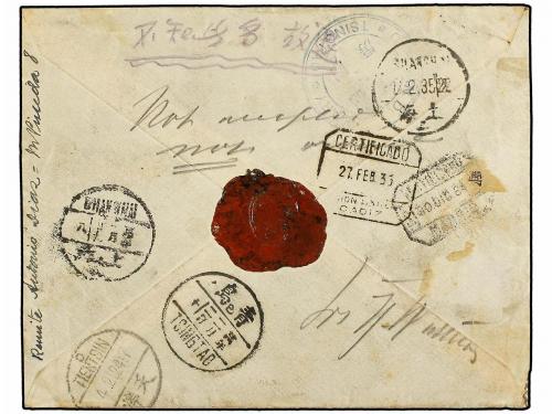 ✉ ESPAÑA. Ed. 663 (2), 681, 680 (2). 1934. ALGECIRAS a SHANG