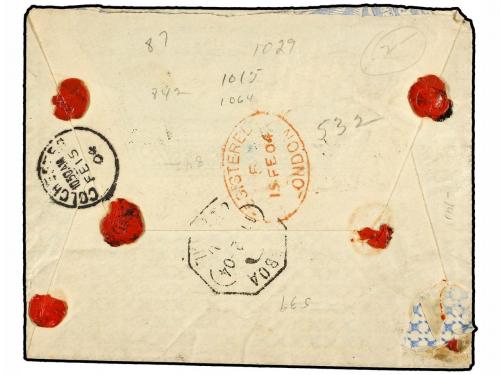 ✉ CABO VERDE. 1904. Sobre circulado a INGLATERRA. 50 reis az