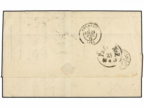 ✉ SUECIA. 1873. GOTEBORG to FRANCE. 12 ore blue and 30 ore b