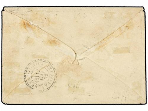 ✉ CHINA. 1873. SHANGHAI a FRANCIA. 10 cts. bistre y 40 cts. 