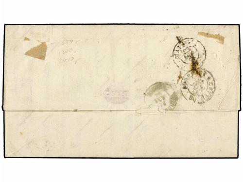 ✉ VENEZUELA. 1873. LA GUAYRA a MÁLAGA. Circulada con sellos 