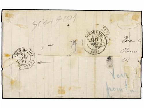 ✉ MEXICO. 1875. VERACRUZ a FRANCIA. Circulada con sellos fra