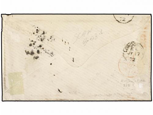 ✉ MEXICO. 1872. MÉXICO a LONDRES. Marca ovalada MEXICO/ADMON