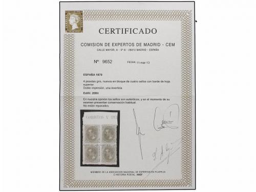 * ESPAÑA. Ed. 208it. 4 pts. gris. DOBLE IMPRESIÓN, UNA INVER