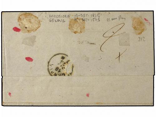 ✉ ESPAÑA. Ed. 164, 168. 1873. BARCELONA a GENOVA. 10 cts. az