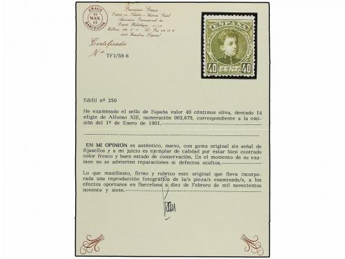 ** ESPAÑA. Ed. 250. 40 cts. oliva. Excelente centraje, muy r