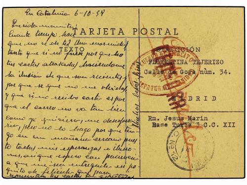 ✉ ESPAÑA GUERRA CIVIL. 1938. Tarjeta Postal ilustrada por RE