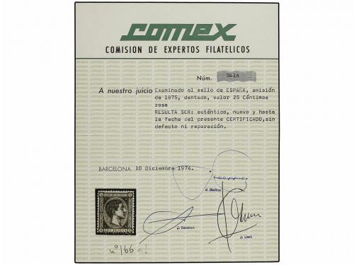 * ESPAÑA. Ed. 166. 25 cts. carmín. Color excepcional. MAGNÍF