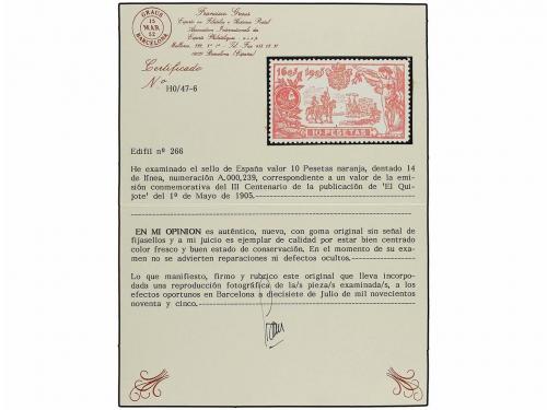 ** ESPAÑA. Ed. 266. 10 pts. naranja. Centraje perfecto. LUJO